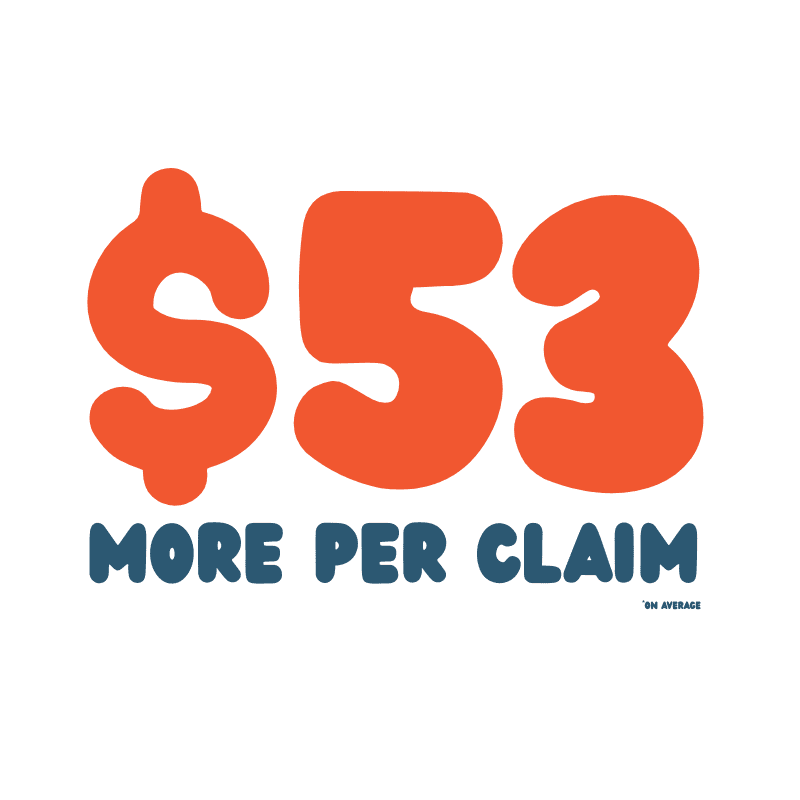 $53 is highlighted as the average increase PT clinics can get on their workers' comp and auto claims with BOOST protection.