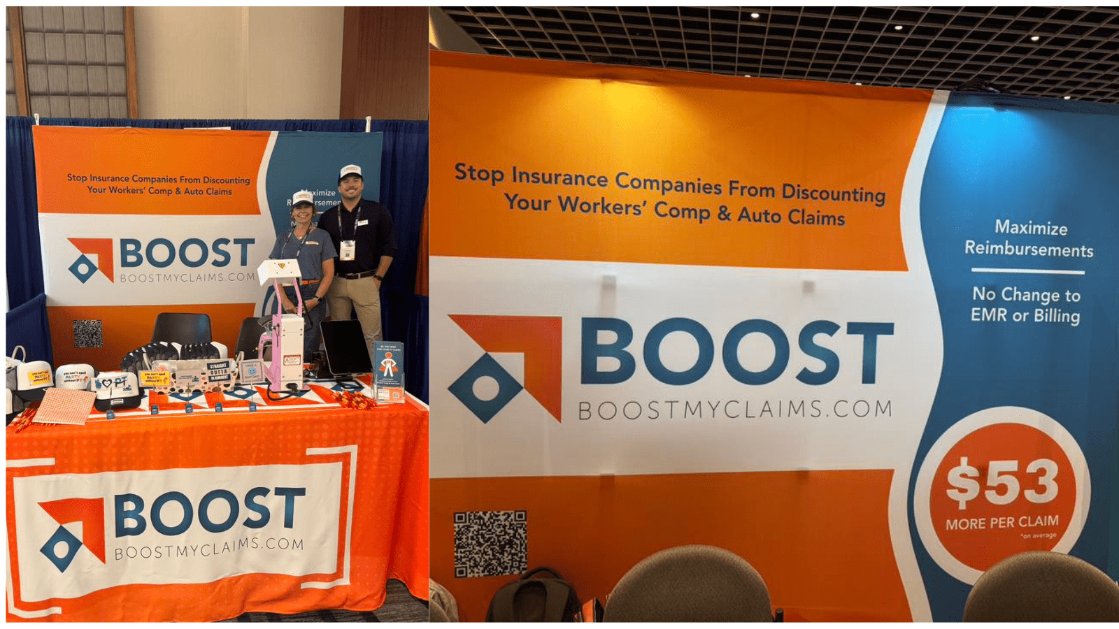 Photo of BOOST as the Raintree conference showing PT clinics how to get higher reimbursements.